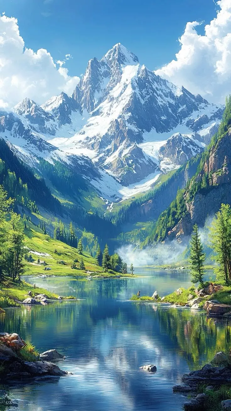 Majestic Mountain Landscape Wallpaper - Nature’s Tranquility