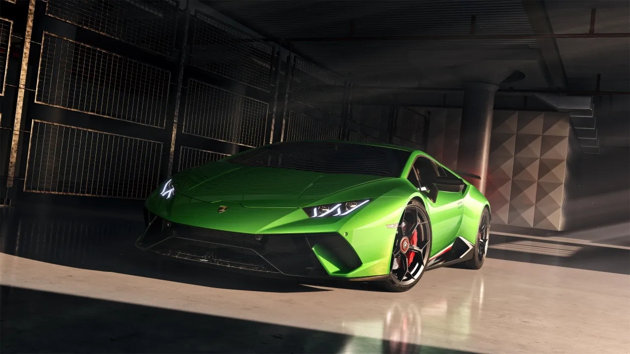 Lamborghini Huracan Performante, Green car, 5K, Supercars, Futuristic