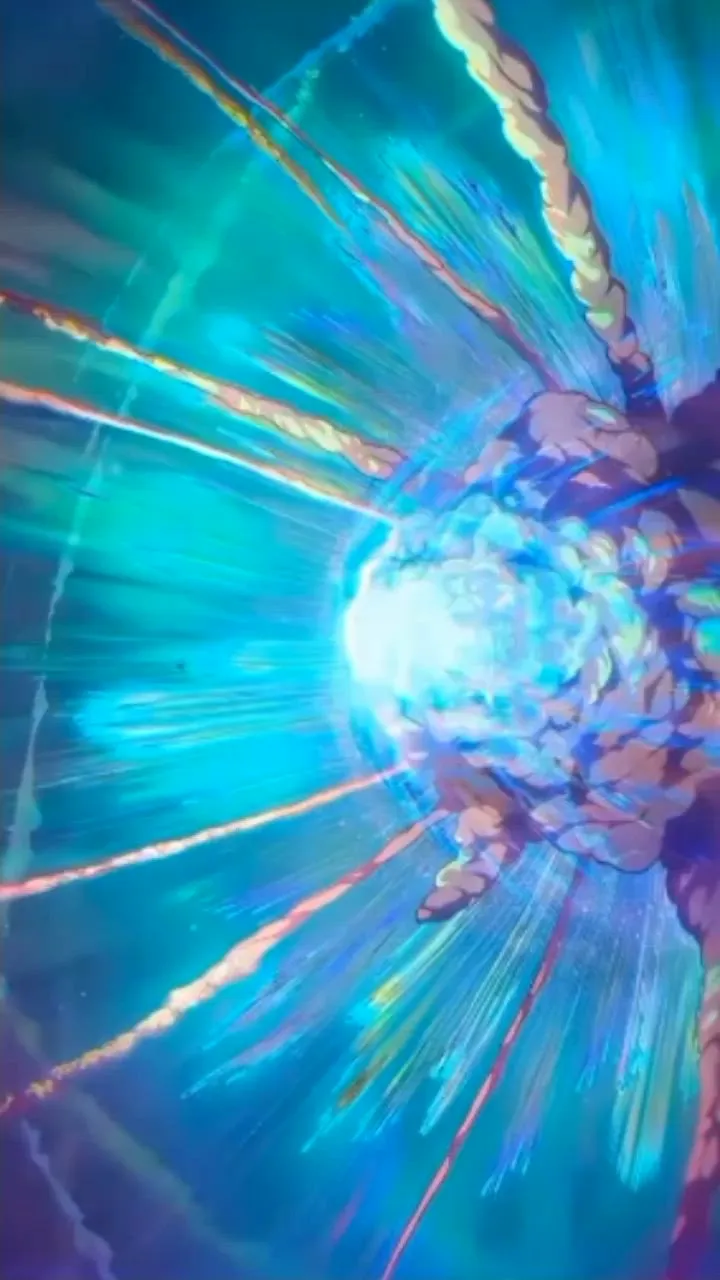 an animated image of a person holding something in their hand with fireworks coming out of it