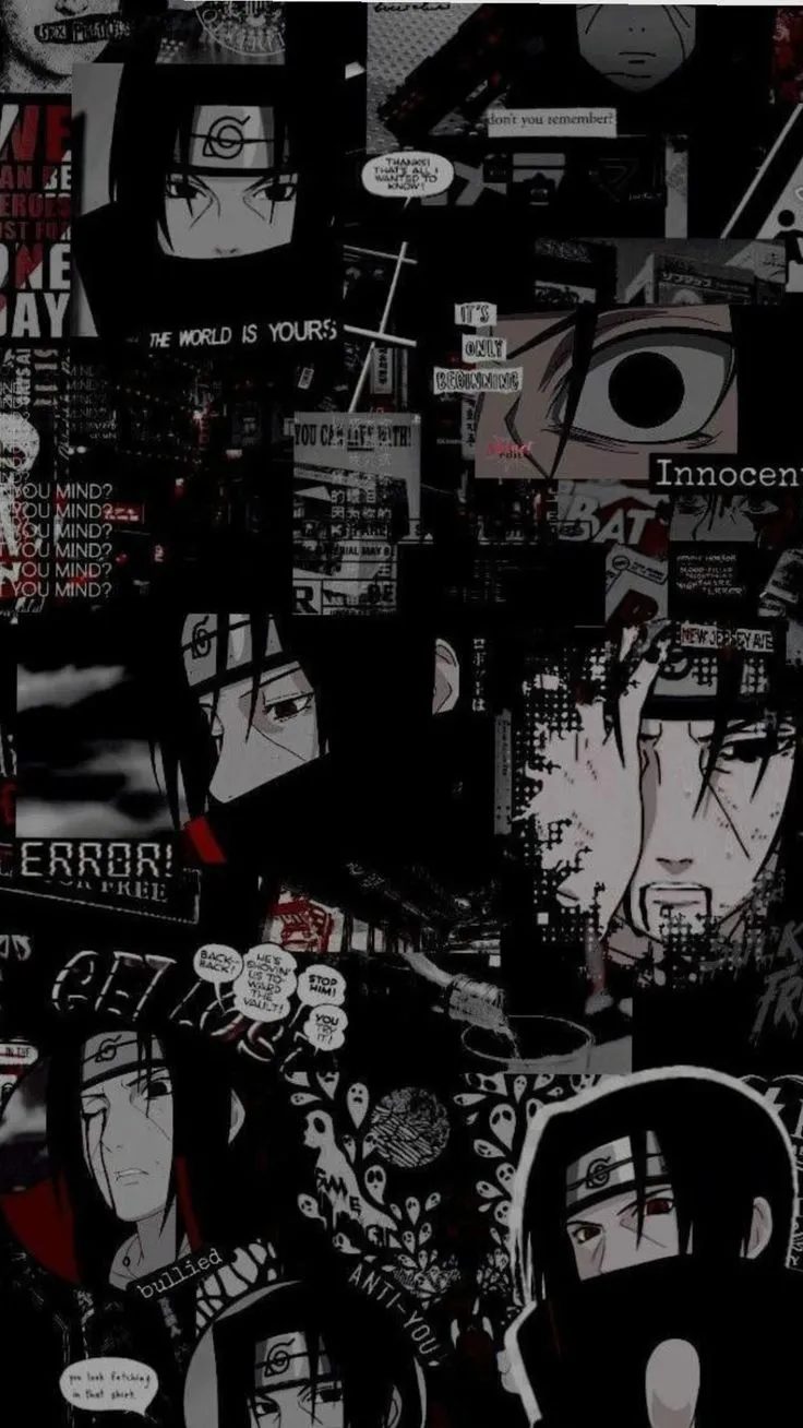 an image of many different faces and words on a black background with white circles around them