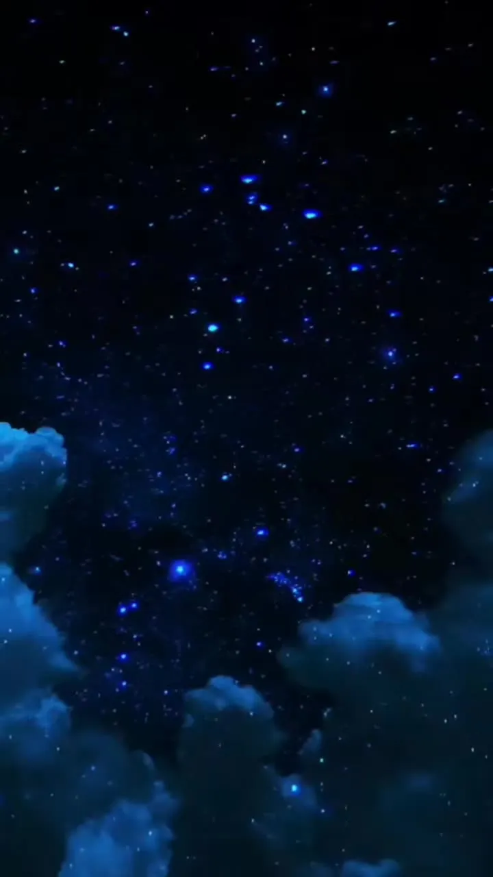 the night sky is filled with stars and clouds