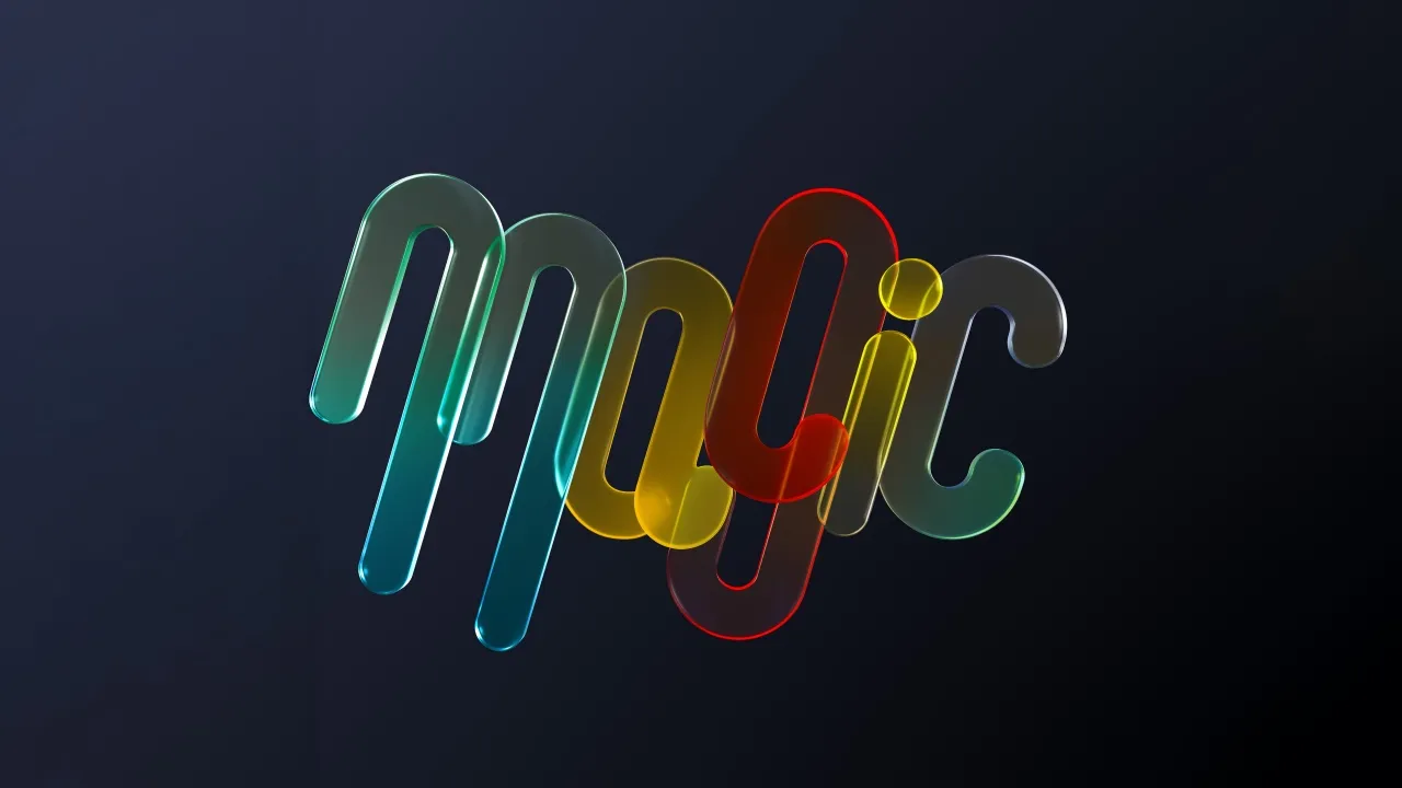 Magic, Typography, Glossy, Dark background, Multicolor, 5K