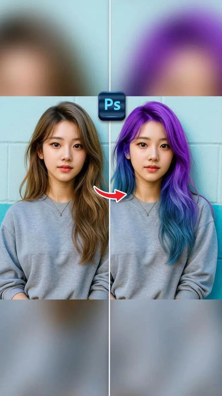 Photoshop Short Tutorial - Change Hair Color By: @smart.graphicss