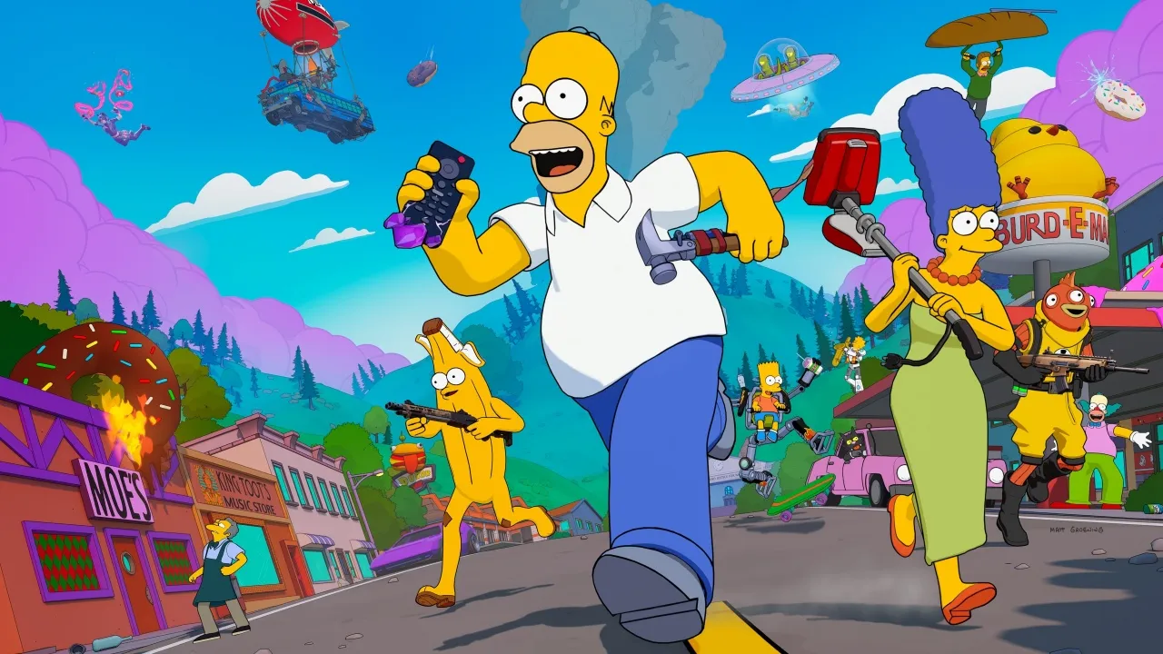 Fortnite x The Simpsons, Crossover, 2025 Games, Fortnite, The Simpsons, Homer Simpson, Marge Simpson, Bart Simpson, Simpson family