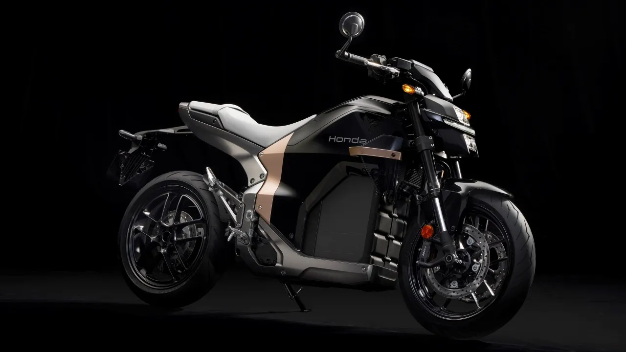 Honda WN7, 2026, Electric motorcycle, Futuristic, Dark background, 5K