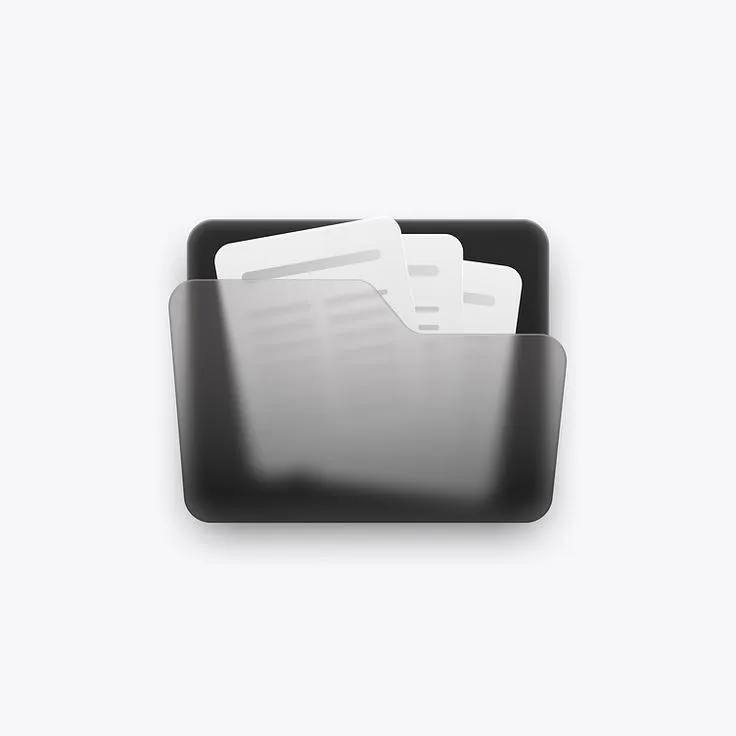 three folders in a black holder on a white background