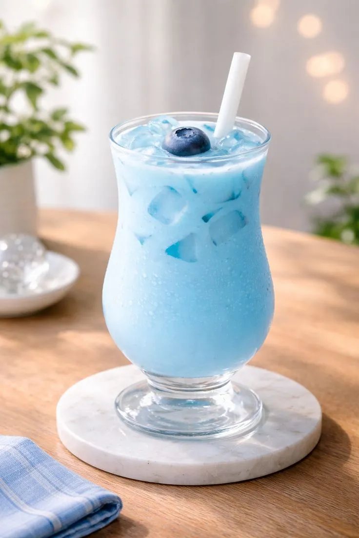 Blue drink Tea (Aesthetic Iced Drink) 🫐🧊Thai blue tea, butterfly pea milk tea