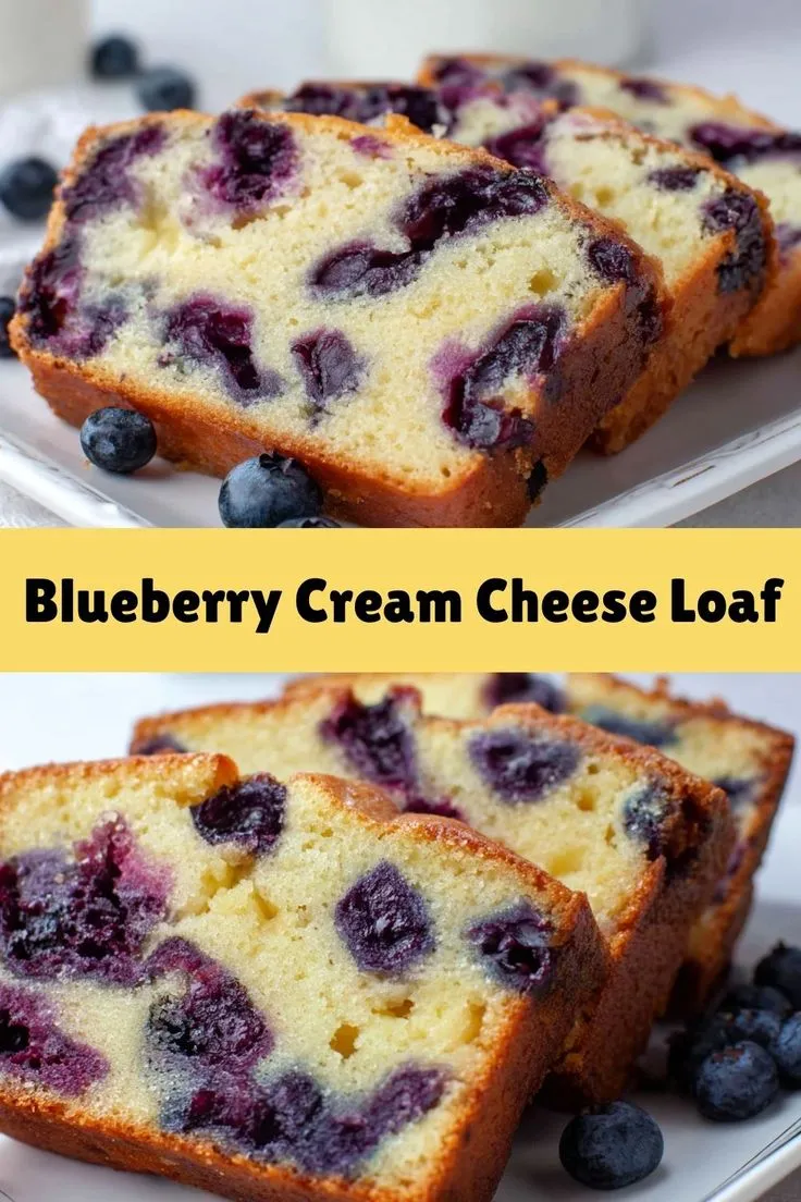 Blueberry Cream Cheese Loaf – Moist, Tangy, and Bursting with Fresh Berries