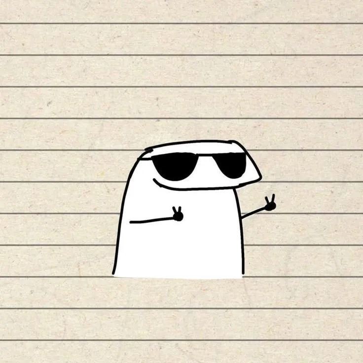 a drawing of a cartoon character wearing sunglasses and holding his hand up to the side