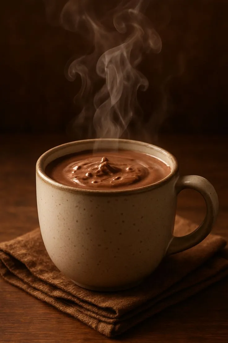 Taza de chocolate caliente con vapor