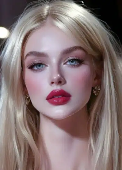 a woman with long blonde hair and blue eyes