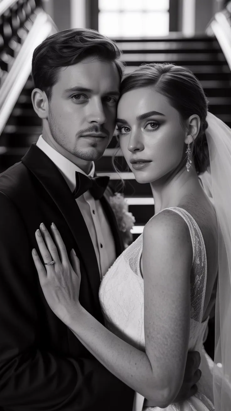 Classic Black and White Portrait — 20 Bride and Groom Photoshoot Ideas: Capture Your Special Moments