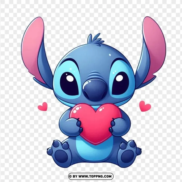 Stitch PNG Holding A Heart | TopPNG