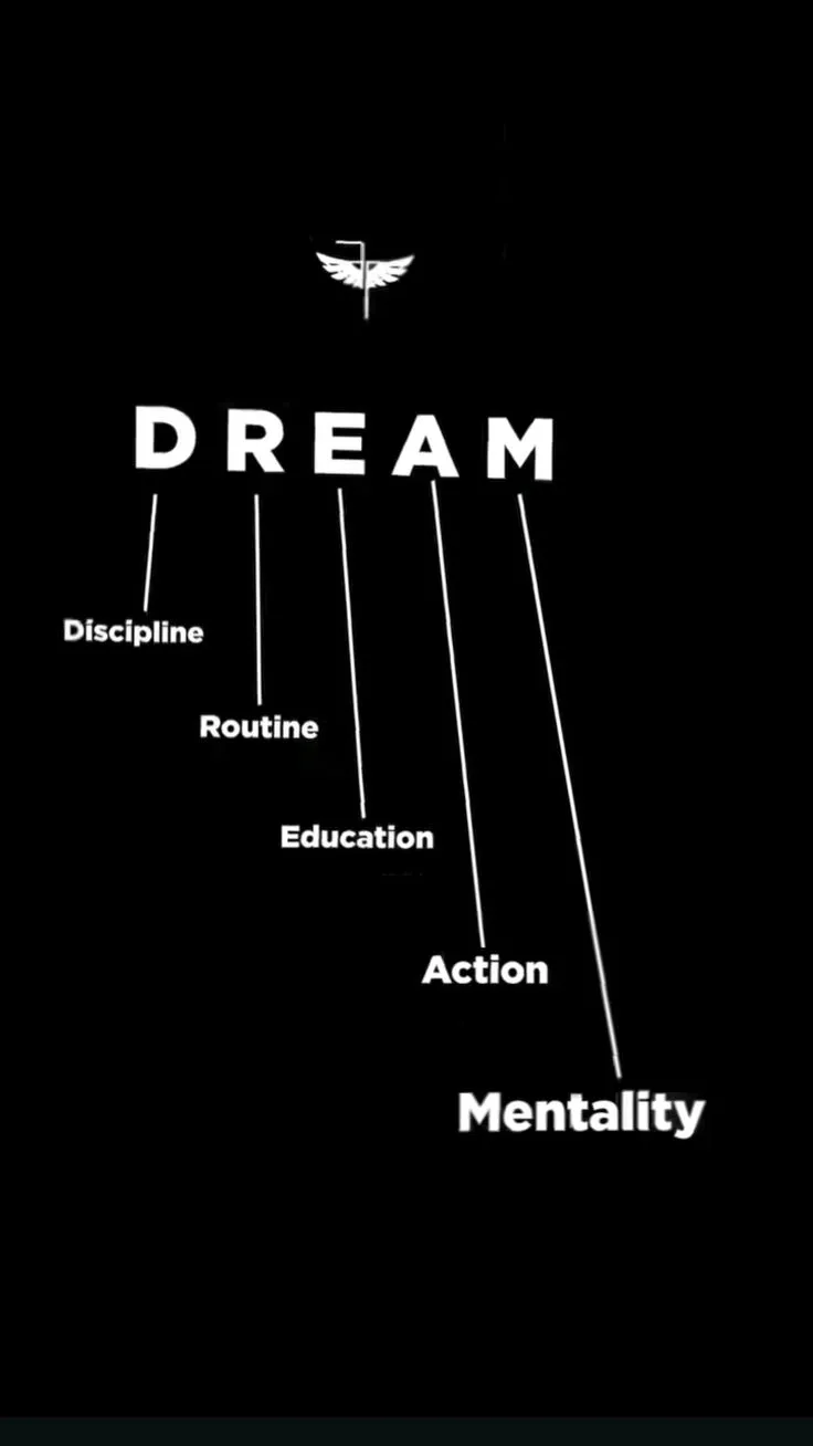 the words dream are written in white on a black background