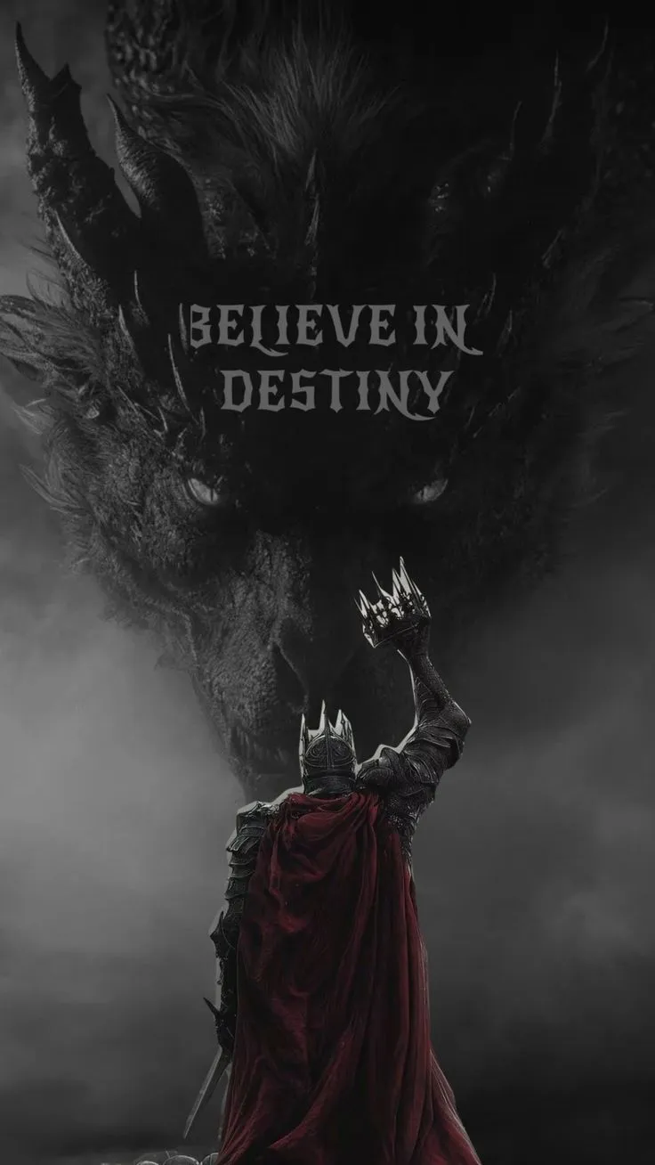 the poster for bejeve in destiny, which features a demon with his head