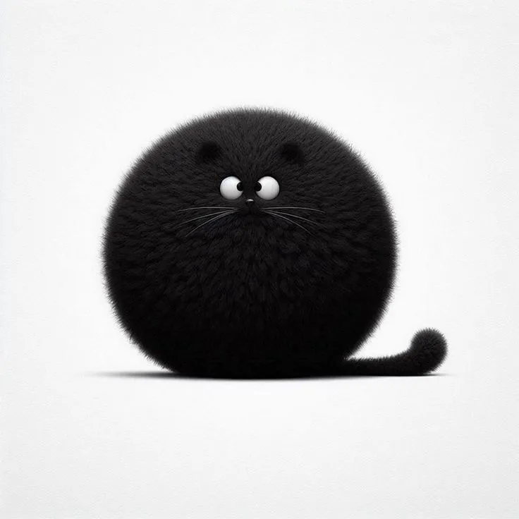 a black cat with big eyes sitting down