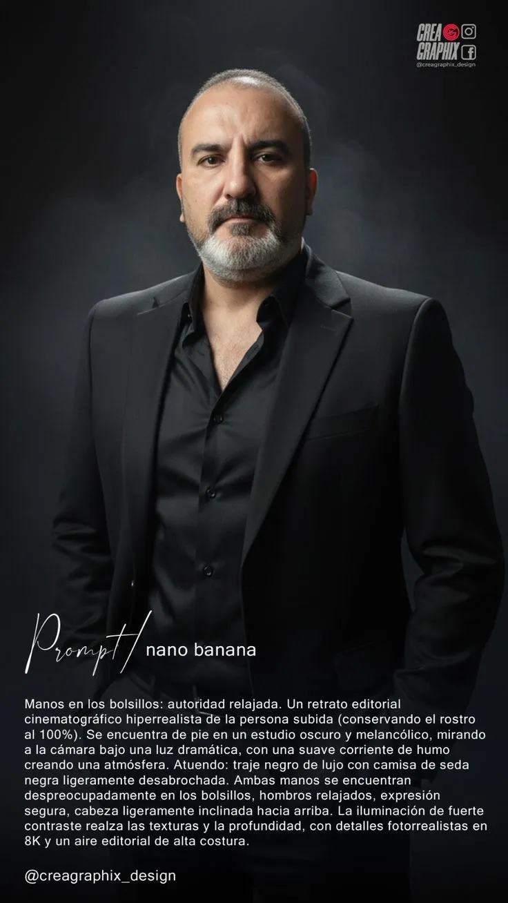 Hombre con traje negro.