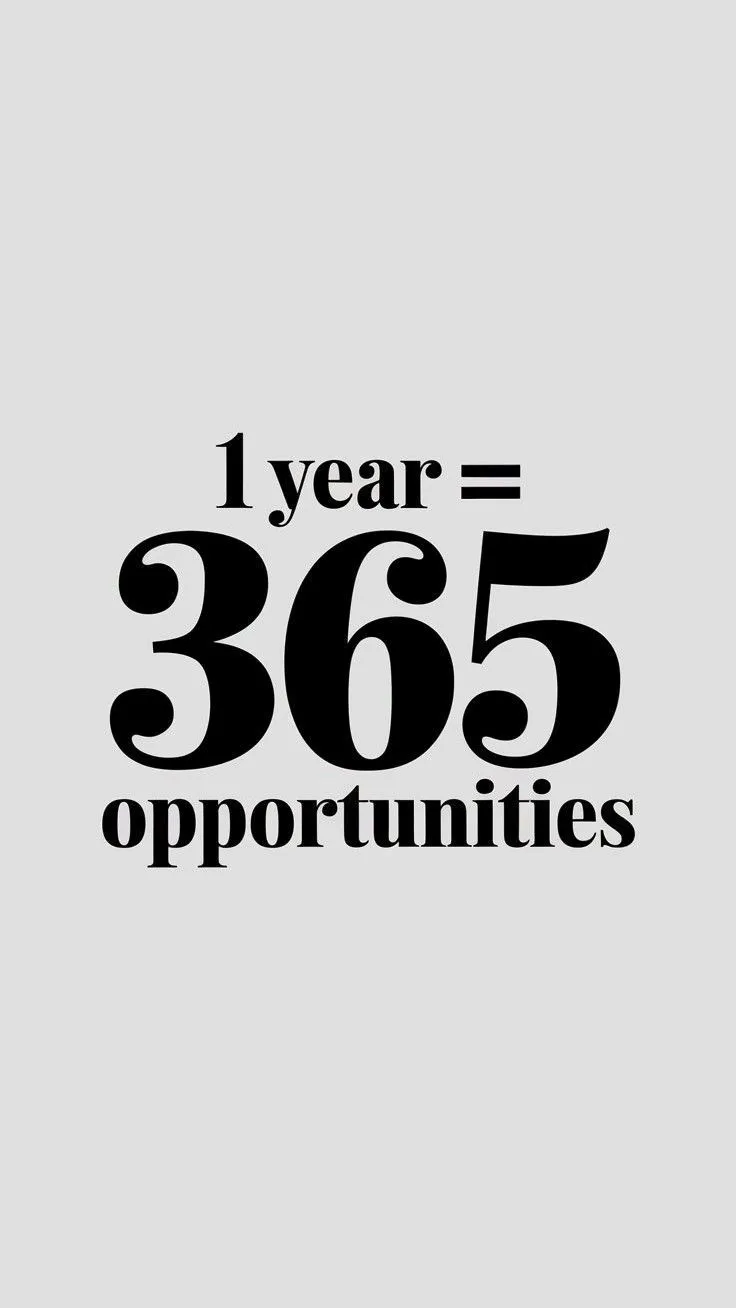 the words are black and white on a gray background, which reads 1 year = 3655