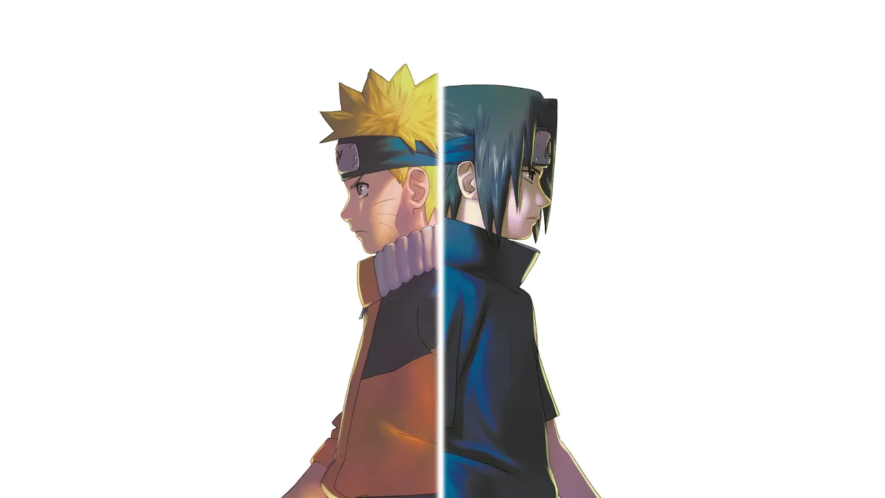 Naruto: Ultimate Ninja Storm, Key Art, Naruto Uzumaki, Sasuke Uchiha, White background