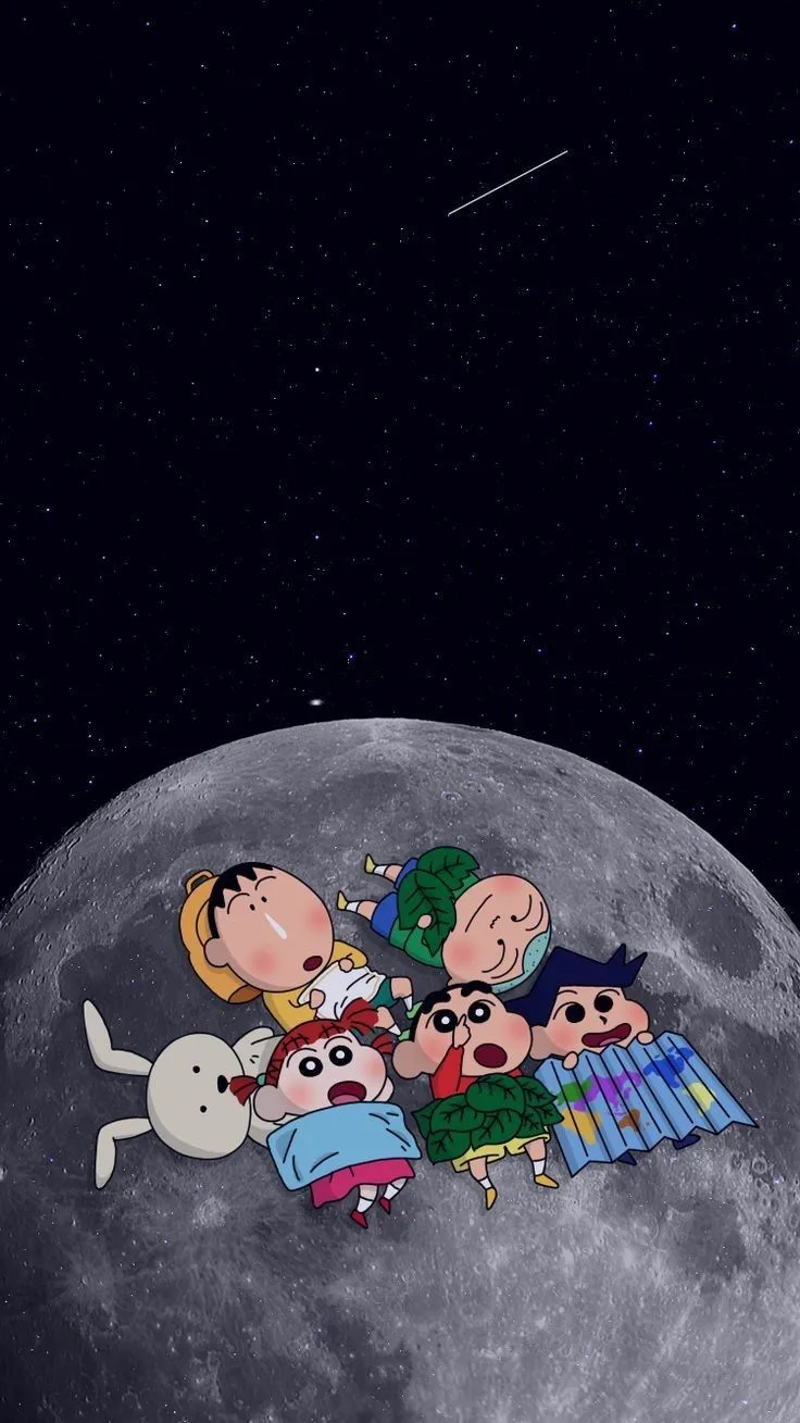 an image of cartoon characters on the moon