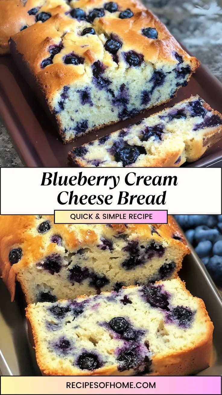 Moist and tender Blueberry Cream Cheese Bread