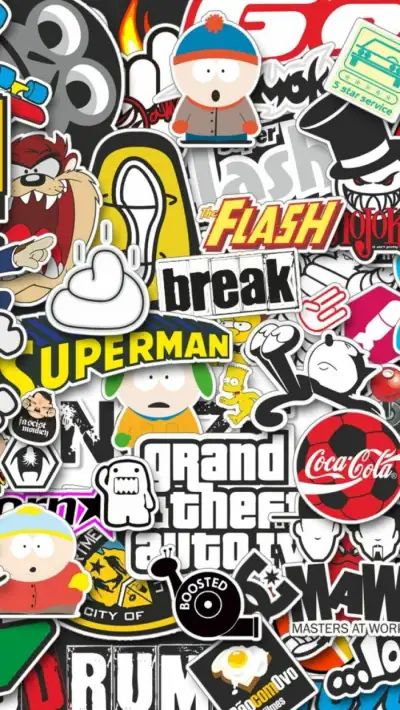 Handy wallpaper swag mischung von verschiedenen kleinen bildern und texte flash break superman bunte farben