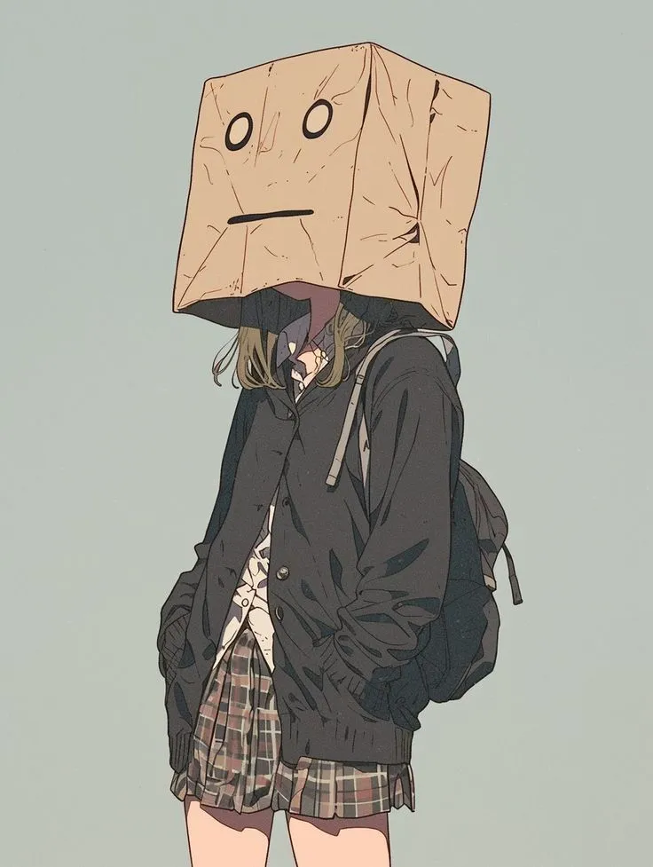 a person with a cardboard box on their head
