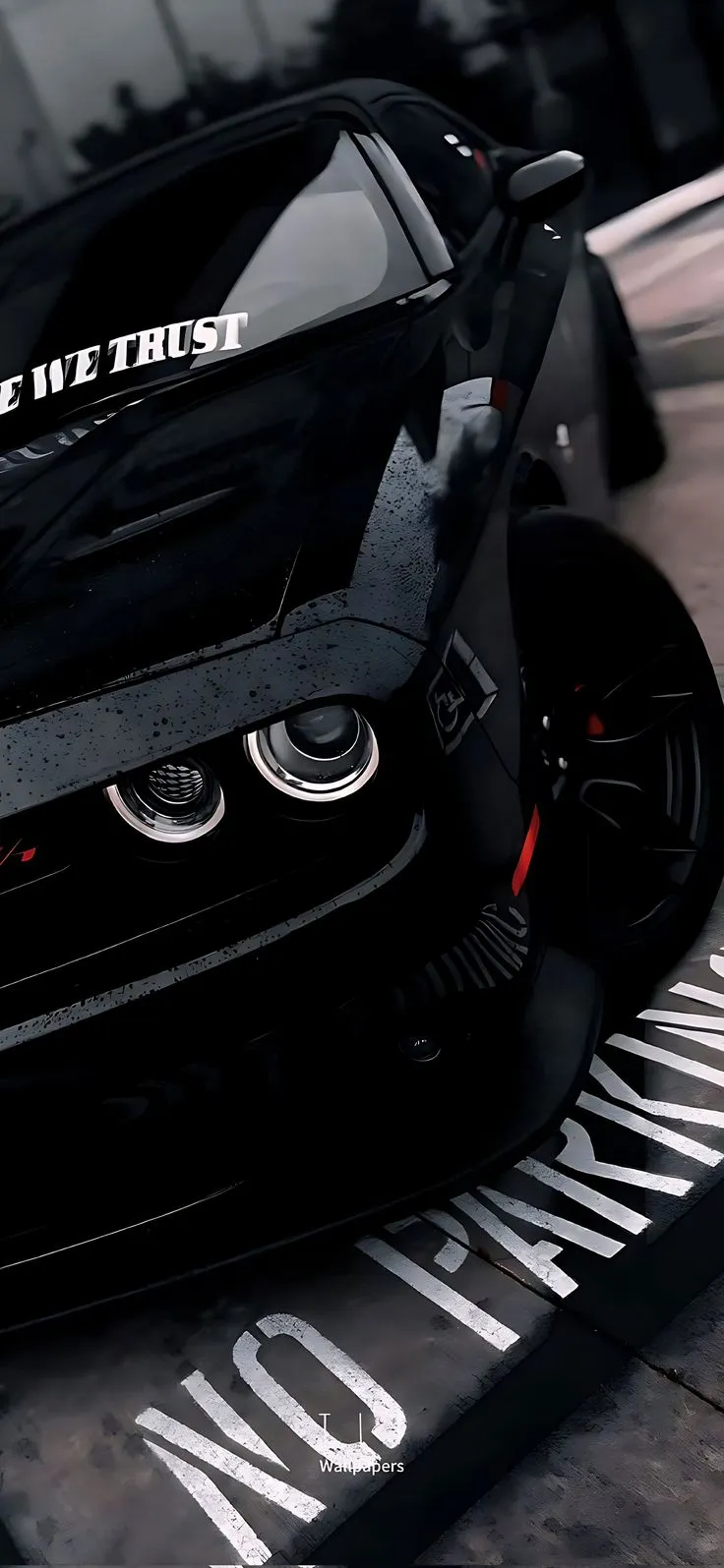 a black car with the words we are trust on it