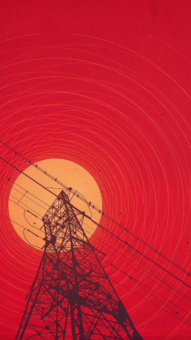 Red Sunset Powerlines